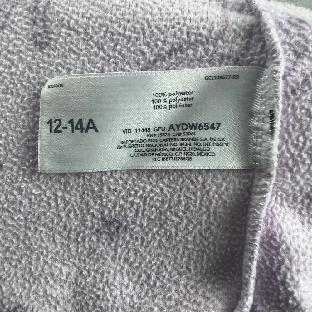 Carter's Girls 12-14 Purple Unicorn Fleece Long Sleeve Nightgown Pajamas